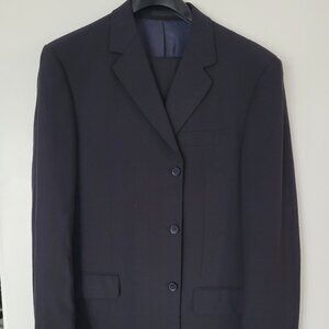 Black 100% Wool three button suit